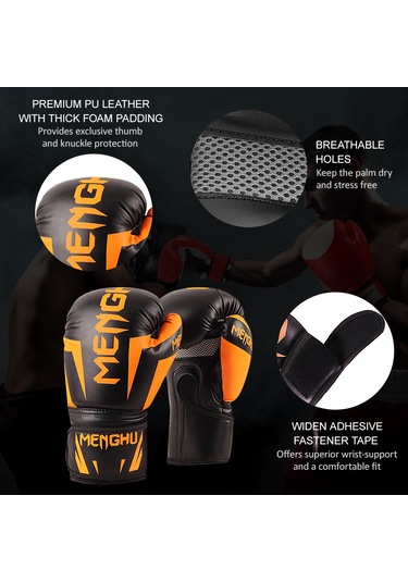 Moveevo Erkekler İçin 12oz Pu Deri Boks Eldiveni - Kaliteli Dolgu, Göğüs Ve Parmak Koruması, Havalandırmalı - Beyaz-siyah 27x16x12 Cm Çok Renkli
