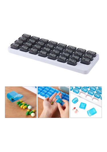 Suntek 31 Izgaralı Hap Kutusu Aylık Gün Bölmeli Seyahat Gri