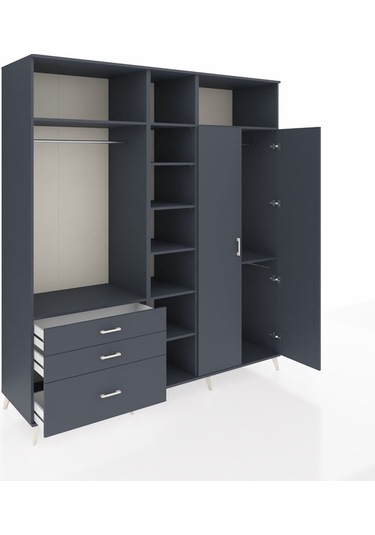 Kronos Dolap 10 Raflı 3 Çekmeceli 2 Askılı 220x59x243 Antrasit-antrasit/antrasit Antrasıt/antrasıt Kronos Dolap 10 Raflı 3 Çekmeceli 2 Askılı 220x59x243 Antrasit-antrasit/antrasit Antrasıt/antrasıt