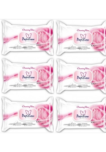 Papilion Gül Kokulu Islak Havlu 6'Lı Fırsat Paketi 600'Lü