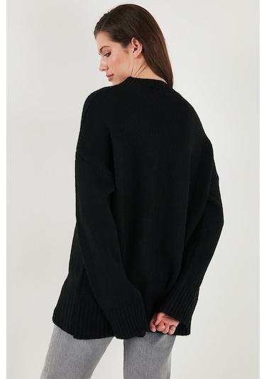 Lela Regular Fit Bisiklet Yaka Basic Triko Bayan Kazak 4616213 Siyah