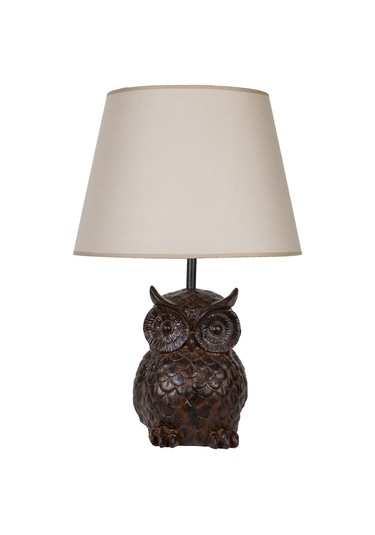 Qdec Modern Dizayn Baykuş Abajur Kahverengi Bej Diğer