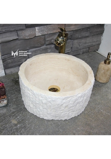 Traverten Dışı Dikey Patlama Mini Silindir Lavabo