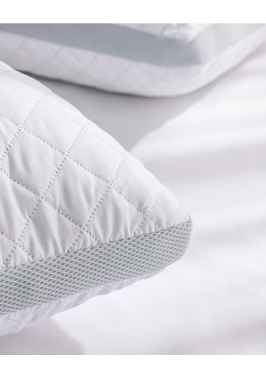 Madame Coco 2'li Klimalı Yastık - Beyaz/Açık Gri - 50x70 cm