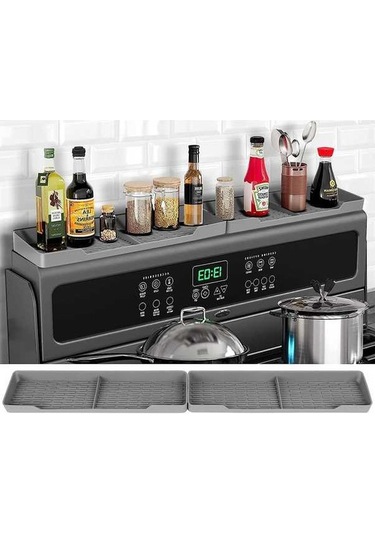 Ulzyvf Mıknatıslı Silikon Ocak Üstü Rafı - Baharat Ve Sos Şişeleri İçin Pratik Saklama Çözümü Koyu Gri/siyah Siyah