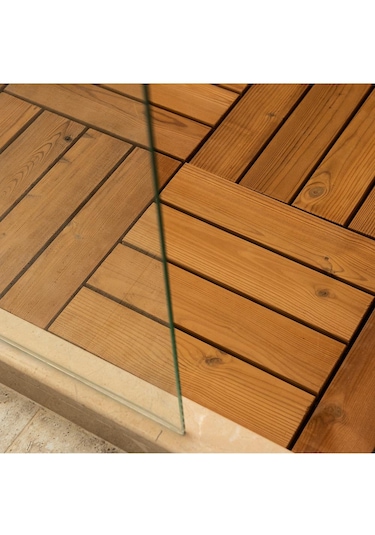 Pafu Sunsoe Fin Çamı Balkon Bahçe Ahşap Yer Döşemesi Karo Deck 30x30 Cm - 1 Adet 0,09m2
