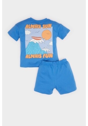DeFacto Erkek Bebek 2'li Takım Baskılı Kısa Kollu Tişört Şort E6818A525SMBE277 DeFacto Erkek Bebek 2'li Takım Baskılı Kısa Kollu Tişört Şort E6818A525SMBE277
