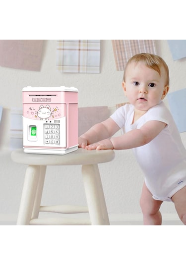 Parmak İzi Simüle Edilmiş Şifreli Mını Atm Elektronik Kumbarası, Nakit Para Huni, Otomatik Kaydırma Kağıdı, Çocuklar İçin Kasa