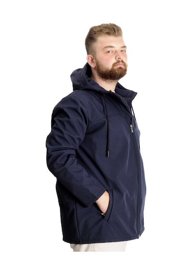Mode Xl Erkek Softshell Parcalı Kapsonlu Mont 21235 Lacivert 001