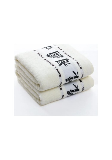 Xiyyadms Bambu Lifli Kalın Jacquard Havlu - Yetişkinler İçin 70x140cm, Yüksek Emici, Saç/spa Kullanıma Uygun, Süper Yumuşak, Vakum Paketli Süt Kremi