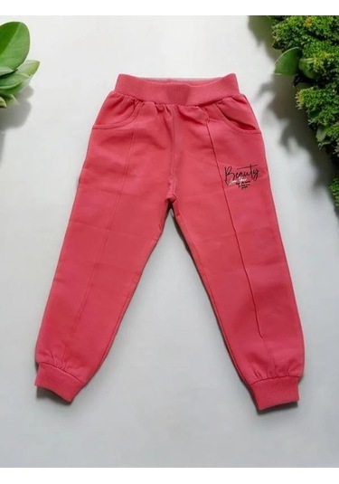 Kız Çocuk Pamuklu Beli Paçası Lastikli Eşofman Alt-15145 Pembe