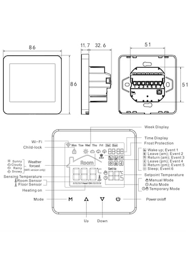 Wifi Kablolu Akıllı Oda Termostatı Tuya - Smart Life Uyumlu