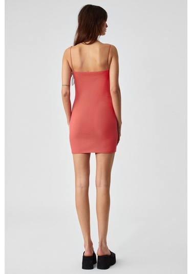 Grımelange Rıons Kadın Askılı Yaka Regular Kısa Gül Kurusu Elbise Gül Kurusu