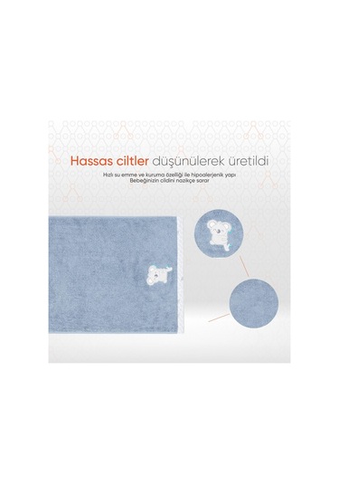Gezenbebe Hero Nakışlı Bebek Çocuk El Ve Baş Havlusu 50x90 Mavi