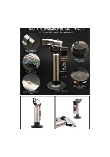 1300 Derece Isı Tabancası Aşcı Pürmüzü Metal Kasa Torch Pürmüz Ça Siyah