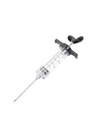 Fosenze Kahve Renkli Plastik Marinasyon Şırıngısı, 3 İğne Ve Fırça Seti - Etlere Lezzet Enjeksiyonu, 59ml Kapasite Çok Renkli