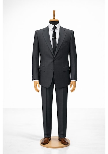 Erkek İtalyan Kesim Regular Fit Takım Elbise - 7492 Siyah