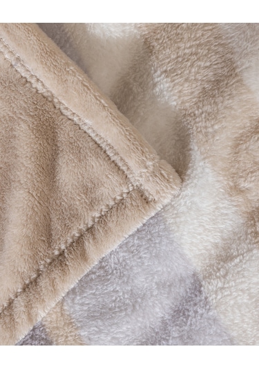 Mozel Çift Kişilik Welsoft Baskılı Battaniye - Bej/gri 8684427292341 Çok Renkli