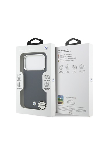 İphone 17 Pro Uyumlu Kılıf Bmw Lisanslı M-safeli Metal Logolu Tam Kaplama Deri Kapak Lacivert Lacivert