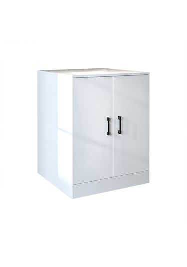 Çamaşır Kurutma Makinesi Alt Dolabı Kapaklı Banyo Alt Dolap.11 Mat Beyaz