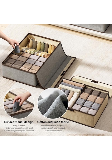 Lacivert Katlanır Çekmece Organizatör Elbise Kutusu T-shirt Kot Tayt Dolap Saklama Kutusu 13 13 Grids Lacivert