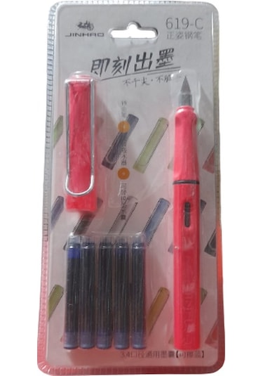 Jinhao Dolma Kalem Opak Ef 0,38 Uç+5 Kartuş - Renk Seçenekli- Opak Pembe