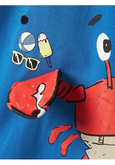 Name It Nmmfish Nreg Ss Top Box Unisex Çocuk T-shirt 13241295 Mavi