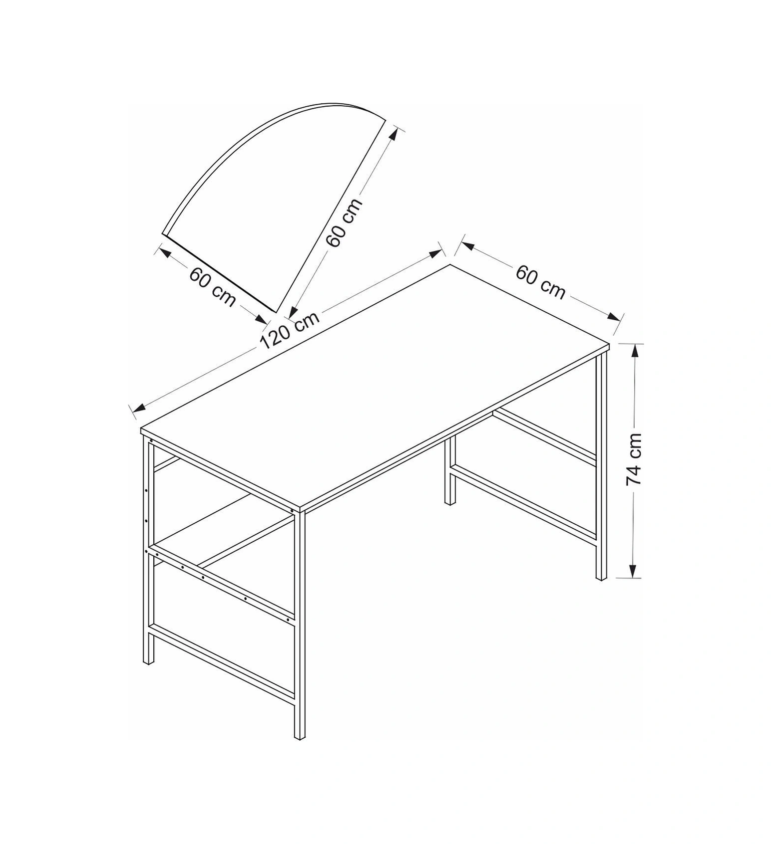 Minar Greta Çalışma Masası Modül1 - Antrasit Siyah