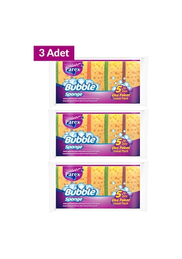 Bubble Sünger Düz 5'li Üçlü Set