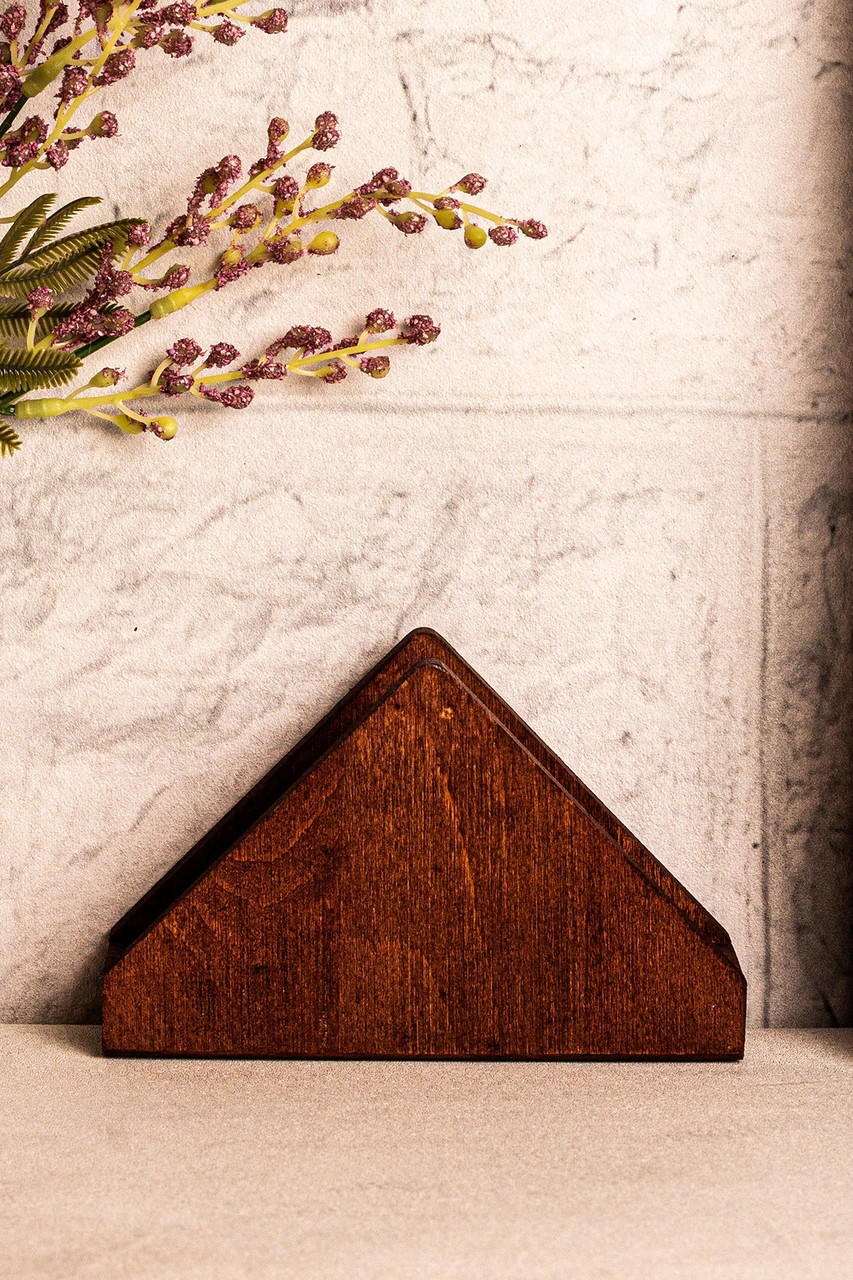 Snippy Zaro - Ahşap Peçetelik Masaüstü Peçete Organizeri Kahverengi