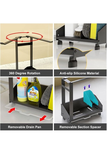 Paslanmaz Çelik Mutfak Düzenleyici - Süngerlik, Havlu Askılı Lavabo Depolama, Çıkarılabilir Mutfak Aksesuarları Diğer