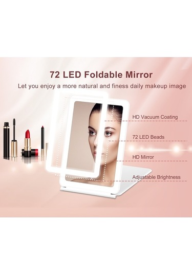 Flybuy Ve Uzun Taşınabilir Tasarım Sıcaklığı, Renk Pil Ömrü Makyaj Katlanabilir Karartma, Kademesiz Beyaz Aynası: Aydınlatmalı 3 Tp Beyaz