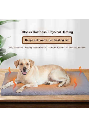 Moveevo Kendiliğinden Isınan Termal Evcil Hayvan Pedi Yumuşak Peluş Taşıma Altlığı Kaymaz Tabanlı İç/dış Mekan Kışlık