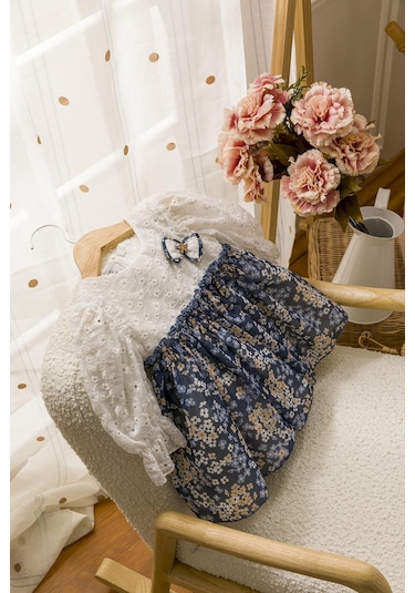 Çiçekli Kız Bebek Çocuk Bayramlık Elbise 001