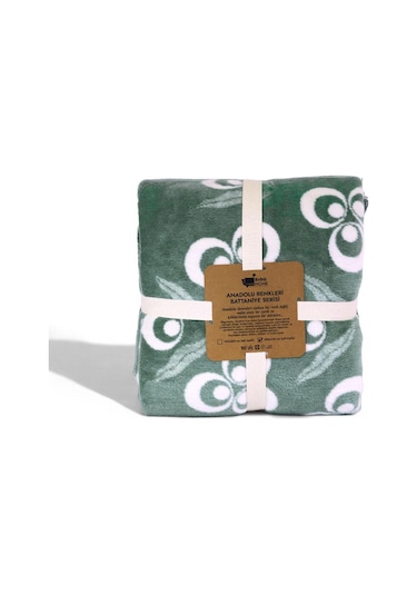 Bigghome Çintemani Yeşil Çift Kişilik Battaniye 200 X 220 Cm Karışık