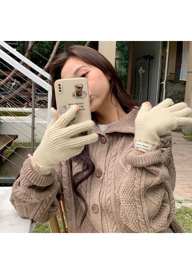 Fiyonklu Örme Eldiven Kalın Sıcak Eldivenler 03 03