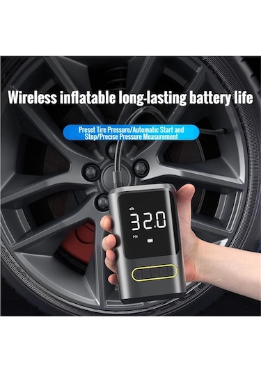 Jialan Mini 150psı Şişirme Lcd Ekran Akülü Pompa Usb Şarj