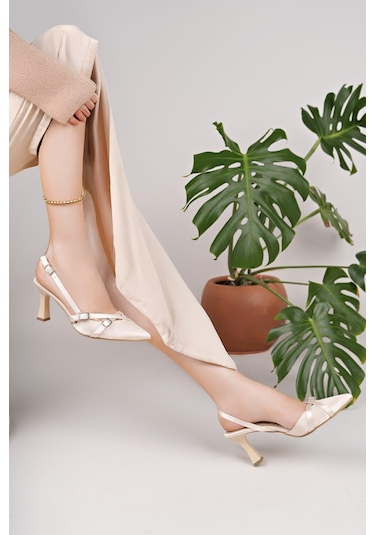 Nesilshoes Nesil Shoes Uraz 500 Ten Saten Çift Toka Kadın Sandalet