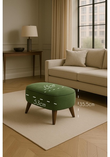 A5 Home Oval Puf Haki Yeşil