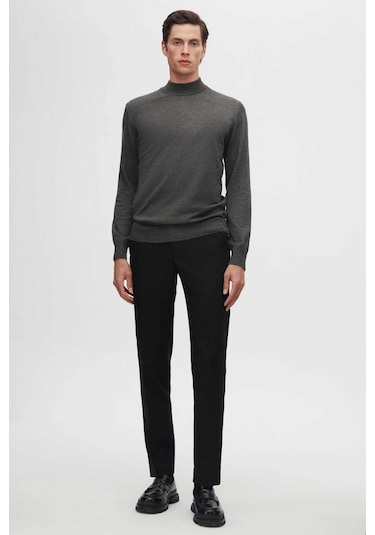 D's Damat Regular Fit Antrasit Pamuk Karışımlı Yarım Balıkçı Triko Kazak Antrasit