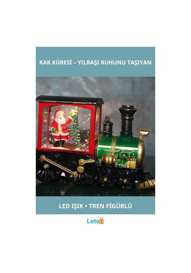 Trenli Yılbaşı Işıklı Kar Küresi Dekoratif 13x9 Cm 1 Adet