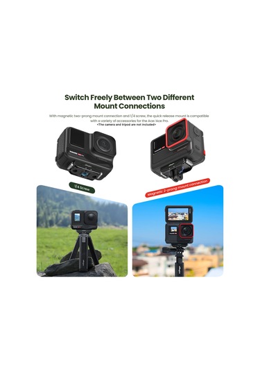 Amagisn Ac14 Manyetik Hızlı Çıkarma Montajı Aksiyon Kamerası İçin Metal Kamera Montajı Evrensel 1/4 İnç Vida Deliği Ve Insta360 Ace Pro/ Ace İle Uyumlu Spor Kamera Adaptörü Siyah