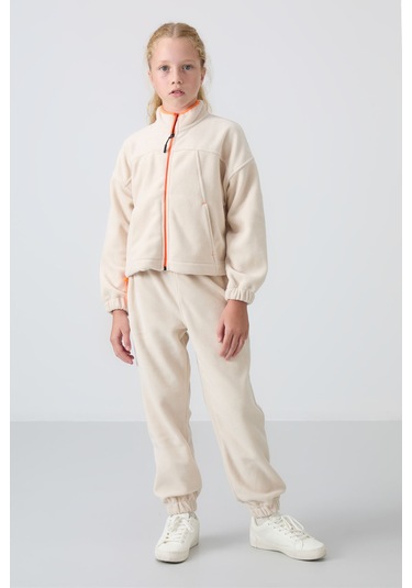 Tommy Life Bej Kalın Yumuşak Dokulu Standart Fit Nakışlı Polar Kız Çocuk Sweatshirt - 75157 Bej