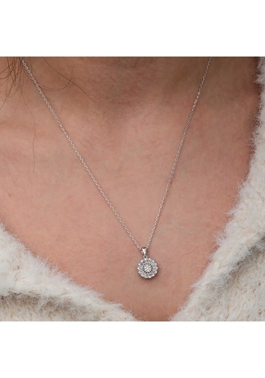 Artsmagazinmücevher Gümüş Zirkon Taşlı Yuvarlak Kadın Kolye