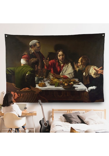 Caravaggio - Emmaus'ta Akşam Yemeği Duvar Örtüsü - Supper At Emmaus-7137
