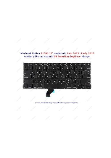 Apple Uyumlu MacBook Pro İle 13inc A1502 Klavye Tuş Takımı Us-ingilizce