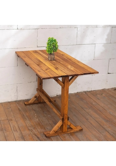 Ahşap Bahçe Masası Yemek Masası 110x63 Cm Kahverengi