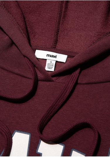 Mavi - Mavi Logo Baskılı Kapüşonlu Bordo Sweatshirt 1600361-85493 Bordo