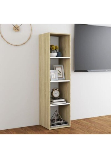 Tdesıgno Eda Televizyon Sehpası - Ünitesi -kitaplık-meşe Beyaz 144 Cm 4 Raflı Meşe - Beyaz