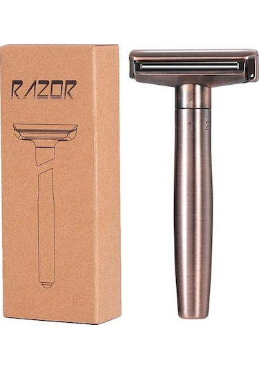 Yeni Manuel Eski Ustura Makaralı Erkek Tıraş Makinesi Çift Taraflı Bıçak Tutucu Metal Ustura Tıraş Kırmızı Bronz Silindir 6 Ayar